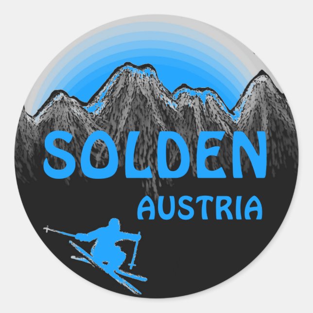 Solden Austria blue ski logo art stickers (Front)