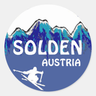Solden Austria blue white ski logo stickers