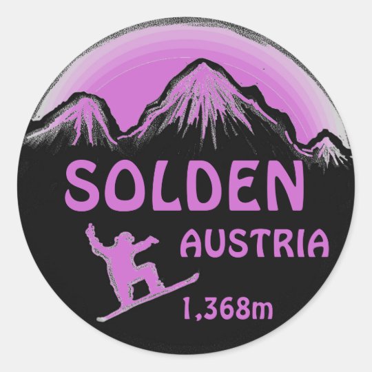 Solden Austria purple snowboard art stickers