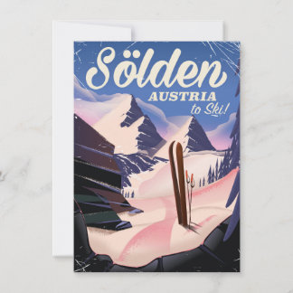 Sölden Austria vintage ski poster Invitation