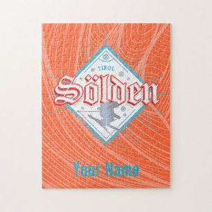 Solden Tirol Retro Skier Vintage Ski Holiday Jigsaw Puzzle