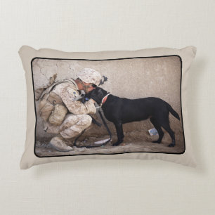 Solder with Military Dog Love You Buddy Accent Pil Decorative Cushion
