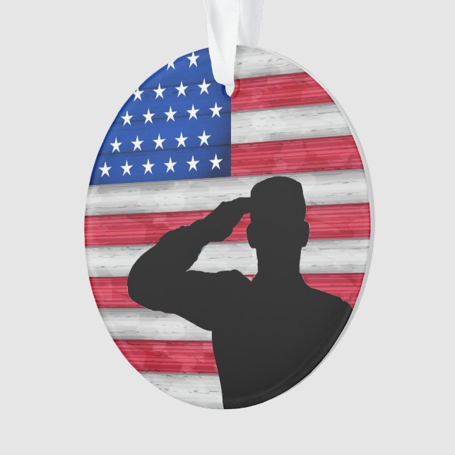 Soldier and American Flag - Appreciation Ornament (Front)