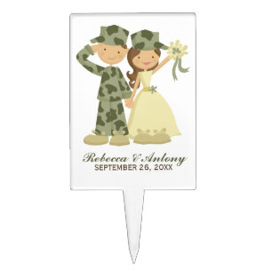 Soldier and Bride Military Wedding Cake Pick