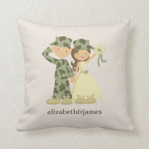 Soldier and Bride Wedding Custom Pillow