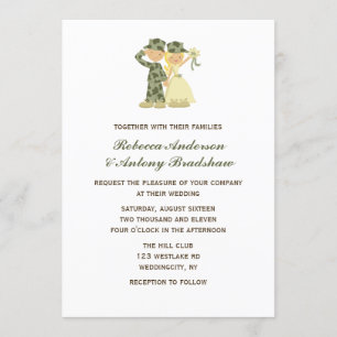 Soldier and Bride Wedding Invitations