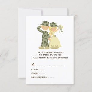 Soldier and Bride Wedding RSVP Cards