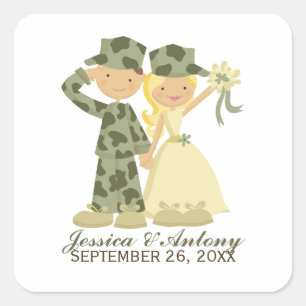Soldier and Bride Wedding Stickers