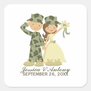 Soldier and Bride Wedding Stickers