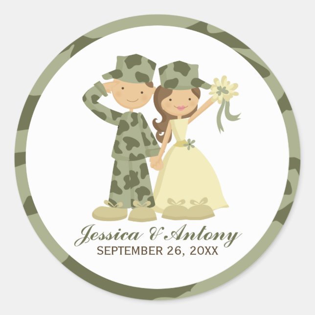 Soldier and Bride Wedding Stickers (Front)