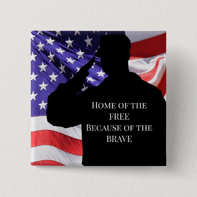 Soldier and Flag 15 Cm Square Badge (Front)