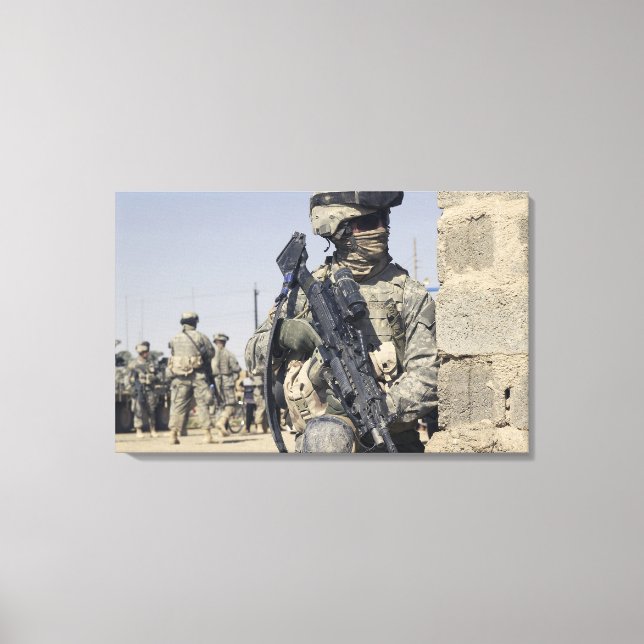 Soldier armed with a MK-48 Canvas Print (Front)