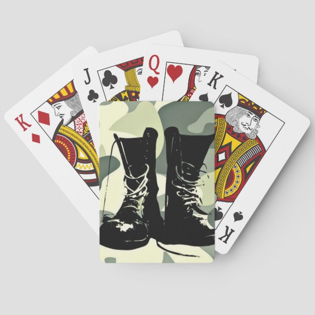 Soldier Boots Silhouette Playing Cards (Back)