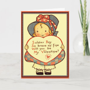 Soldier Boy Brave an' Fine Vintage Valentine Card