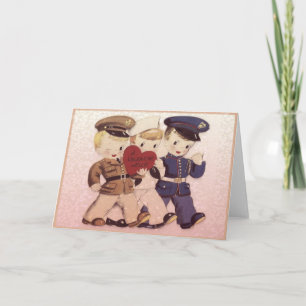 Soldier Boys Valentine Hello Vintage Card