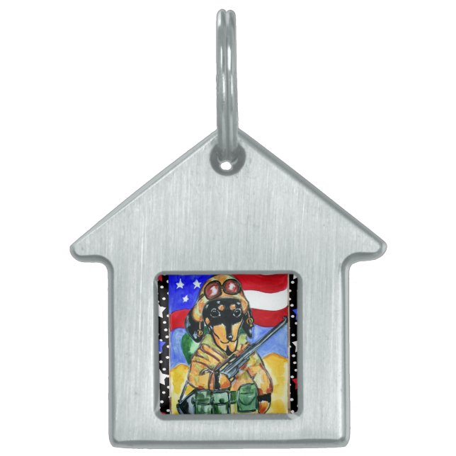 Soldier Dachshund Pet ID Tag (Front)
