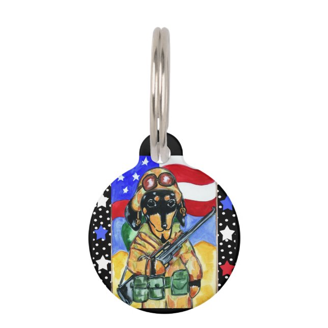 Soldier Dachshund Pet Tag (Front)
