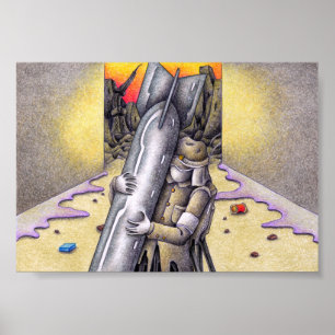 Soldier embracing destruction. poster