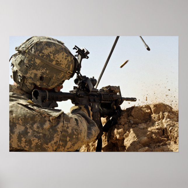 soldier engages enemy forces poster (Front)