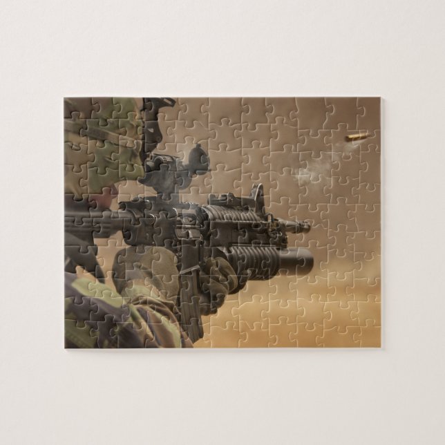 Soldier Fires His Weapon Jigsaw Puzzle (Horizontal)