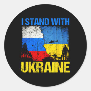 Soldier Flag Support I Stand With Ukraine Russian  Classic Round Sticker