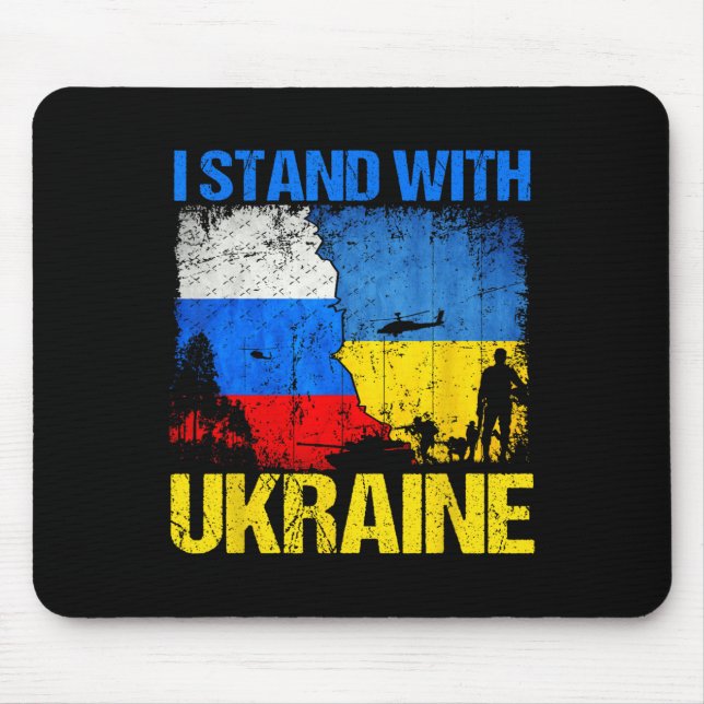 Soldier Flag Support I Stand With Ukraine Russian  Mouse Mat (Front)