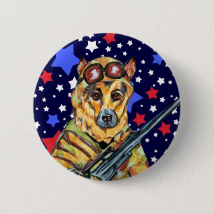 SOLDIER GERMAN SHEPHERD 6 CM ROUND BADGE
