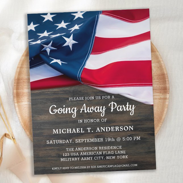 Soldier Going Away Party American Flag Military Invitation Postcard (Creator Uploaded)