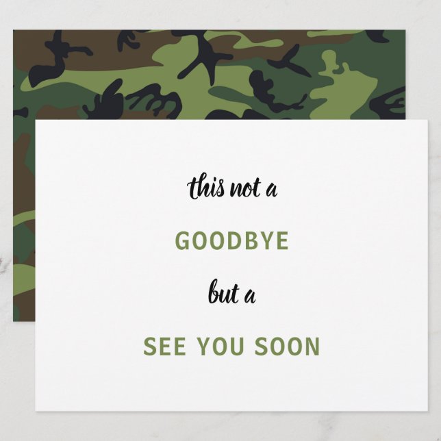 Soldier Military Camo Farewell Miss you Goodbye  Card (Front/Back)