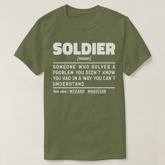 Soldier Noun Definition Retired Veteran Dad Cool T-Shirt (Design Front)