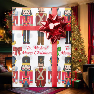 Soldier Nutcracker Personalise Name Christmas Wrap Wrapping Paper
