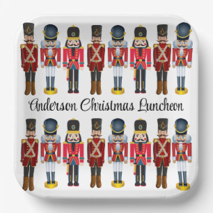 Soldier Nutcracker Personalize Text Christmas Paper Plate