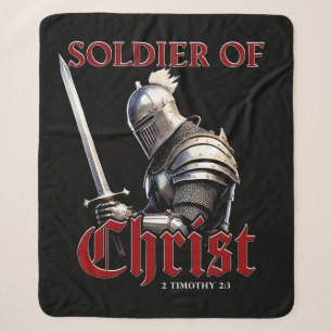 Soldier of Christ 2 Timothy 2:3 Christian Bible Sherpa Blanket