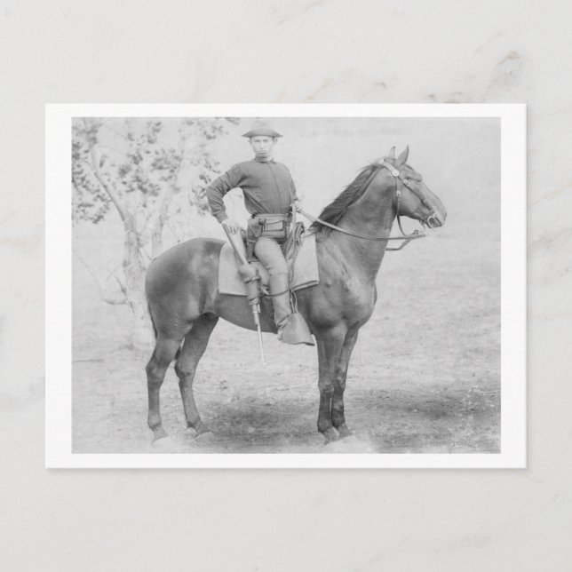 Soldier on His Horse in South Dakota Photograph Postcard (Front)