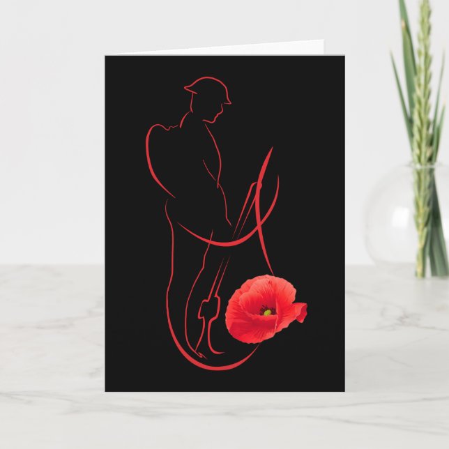Soldier Red Poppy Military Memorial Veterans Day Card (Front)