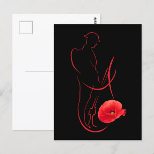 Soldier Red Poppy Military Memorial Veterans Day Postcard