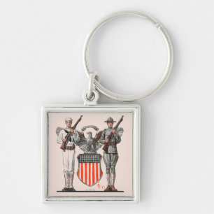 Soldier, Sailor and U.S. Shield Key Ring