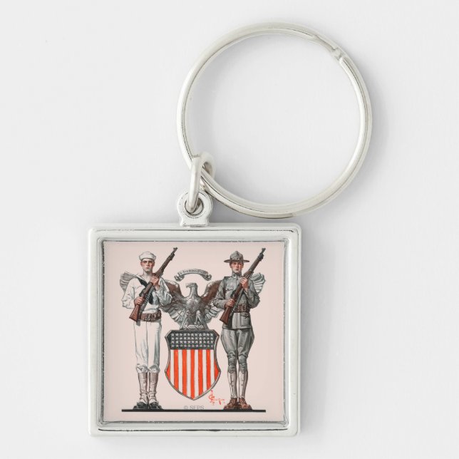 Soldier, Sailor and U.S. Shield Key Ring (Front)