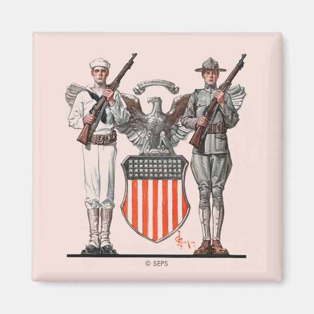 Soldier, Sailor and U.S. Shield Magnet (Front)
