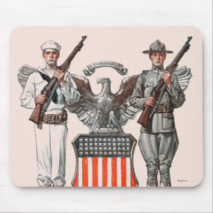 Soldier, Sailor and U.S. Shield Mouse Mat