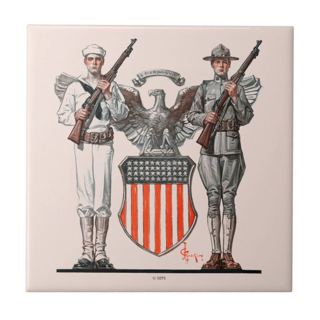Soldier, Sailor and U.S. Shield Tile (Front)