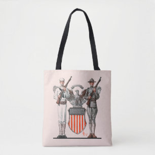Soldier, Sailor and U.S. Shield Tote Bag