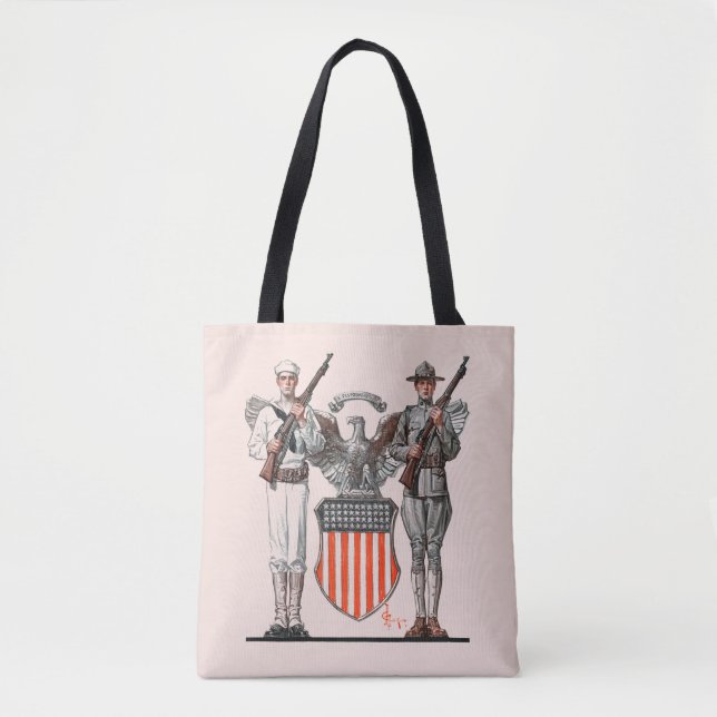 Soldier, Sailor and U.S. Shield Tote Bag (Front)