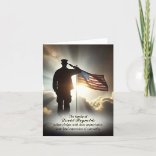 Soldier Saluting American Flag Thank You Card