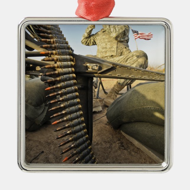 soldier scouts for enemy activity metal tree decoration (Front)