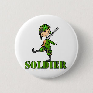 Soldier Stick Figure 6 Cm Round Badge