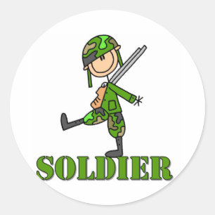Soldier Stick Figure Classic Round Sticker
