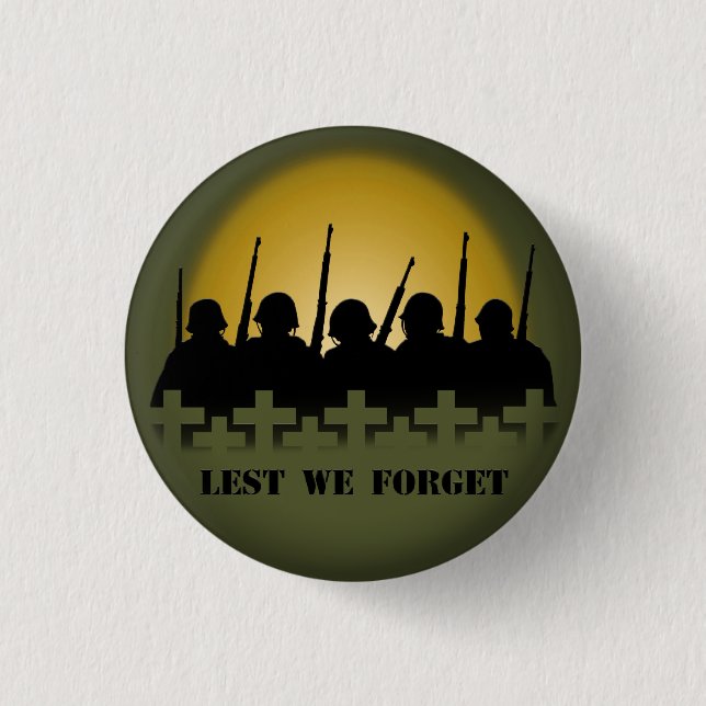 Soldier Tribute Buttons Lest We Forget War Buttons (Front)