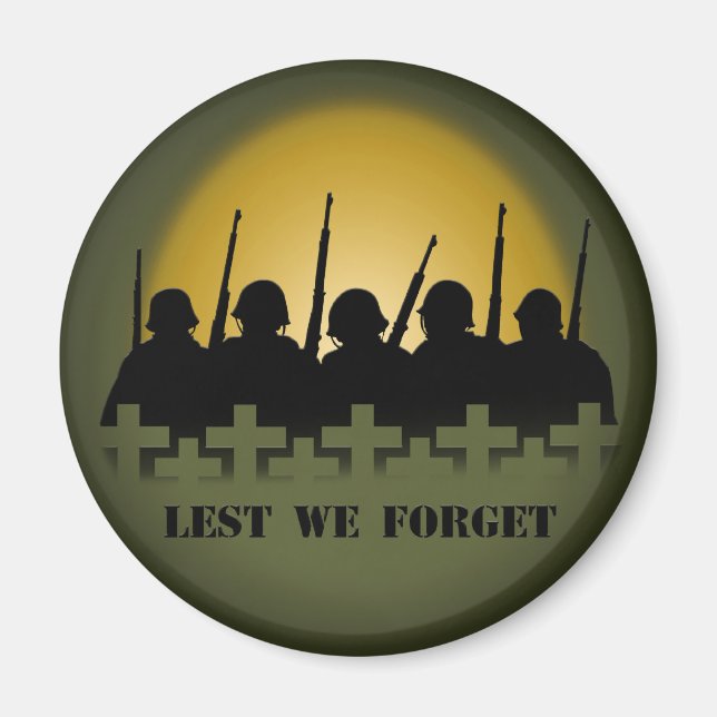 Soldier Tribute Magnet Lest We Forget War Gifts (Front)