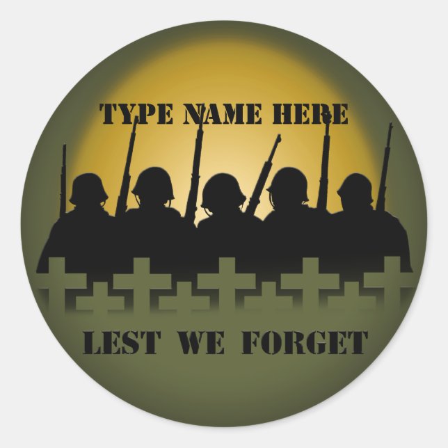 Soldier Tribute Stickers Lest We Forget Stickers (Front)